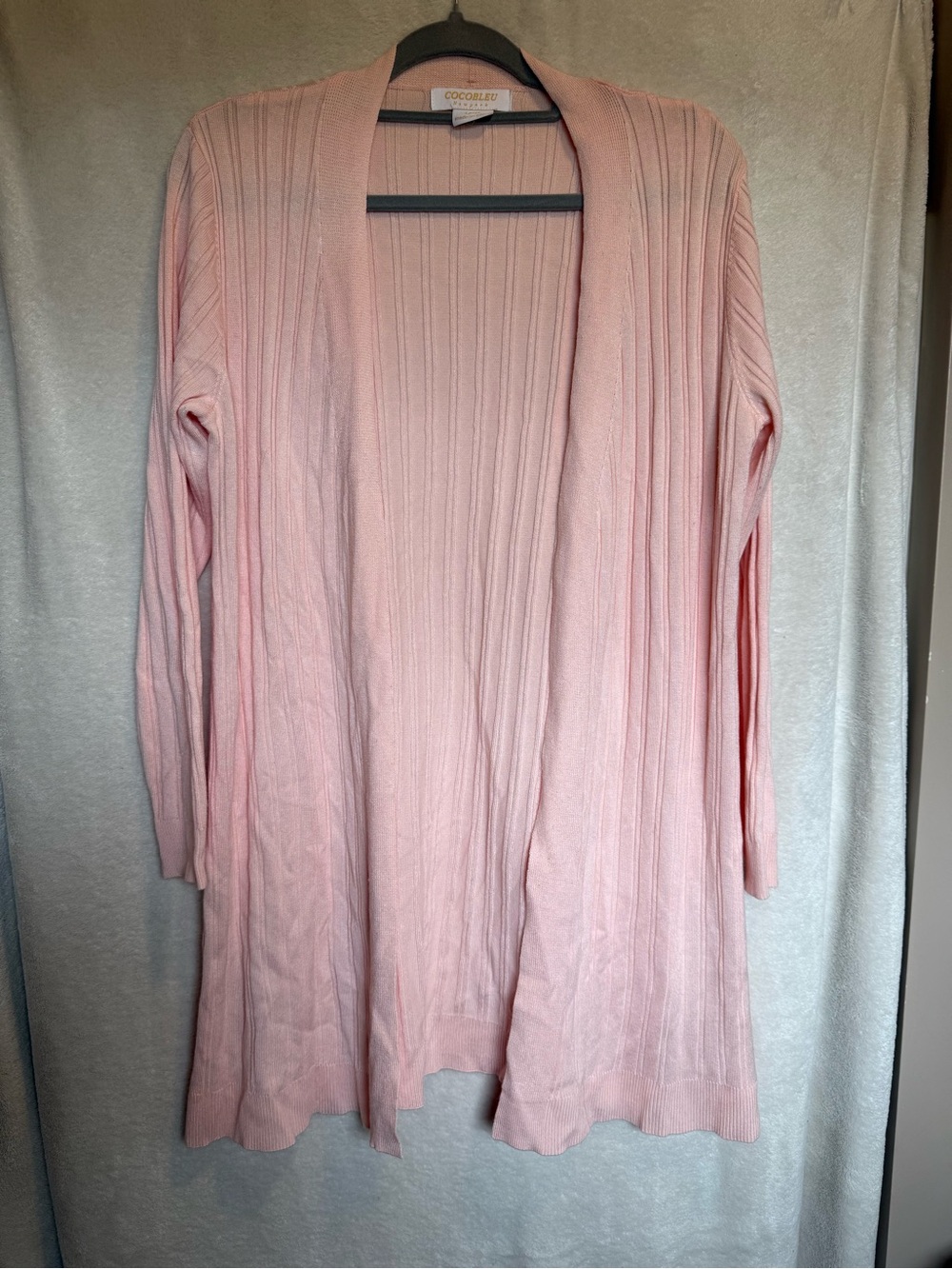 Cocobleu New York Woman’s Cardigan Open-Front Ribbed Cardigan - Pink Slit Sides